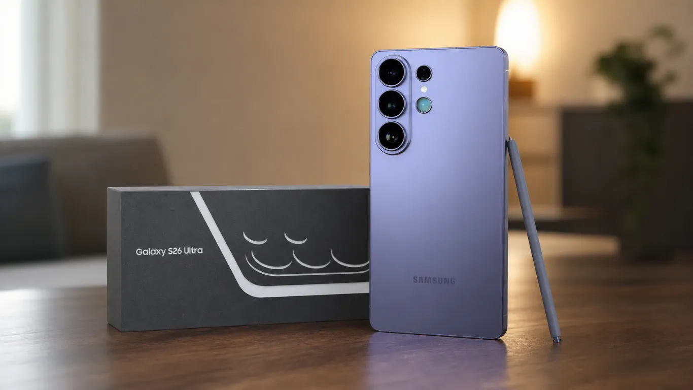 Samsung Galaxy S26 Ultra review 2026 rear camera system and S Pen in Cobalt Violet